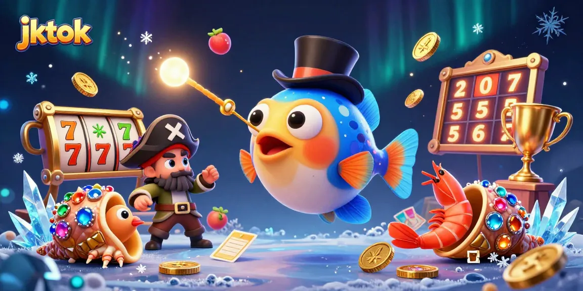Menangkan koin emas dalam permainan jackpot dengan jktok dan karakter unik seperti ikan pancing dan udang.