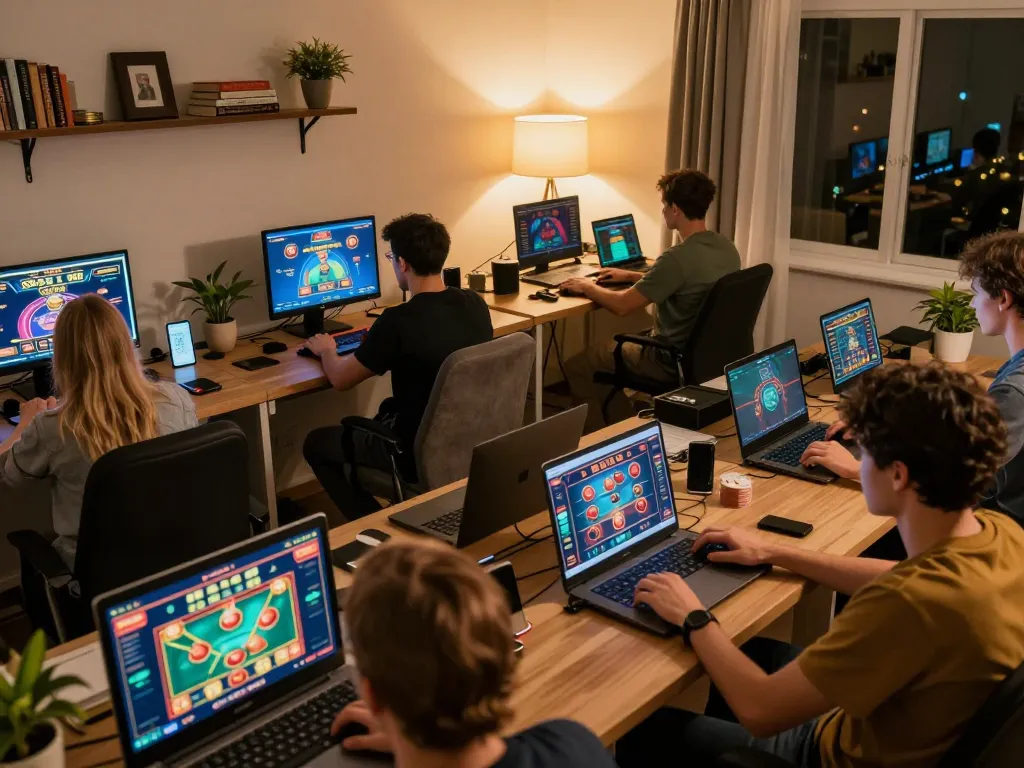 Players interacting with casino games on their devices, showcasing the immersive experience offered by xx88.