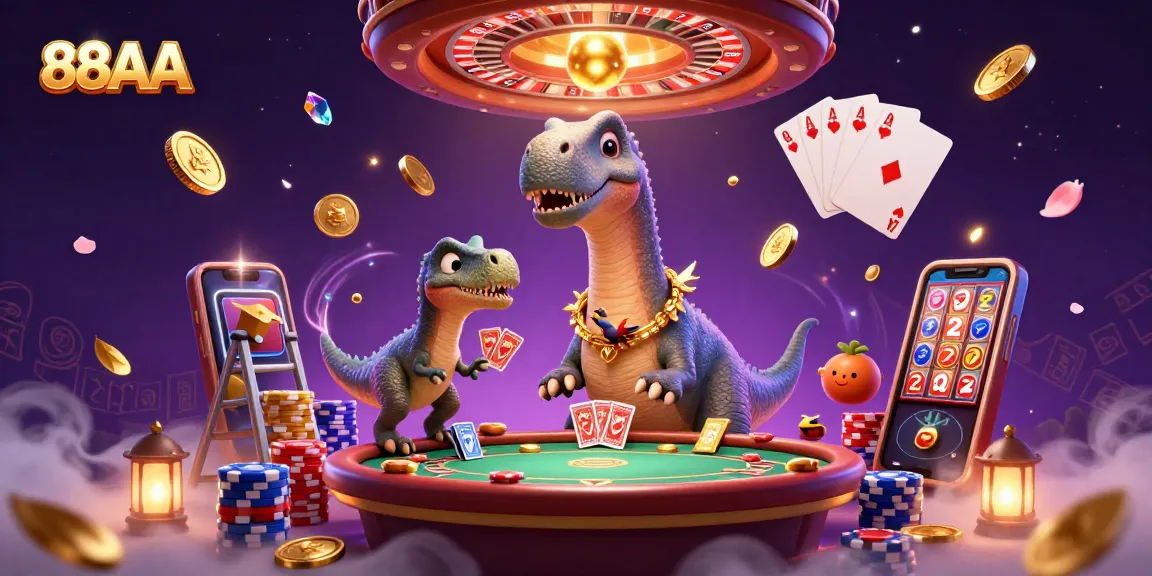 Experience thrilling gameplay at 88AA with iconic characters and dynamic casino elements in a vibrant illustration.