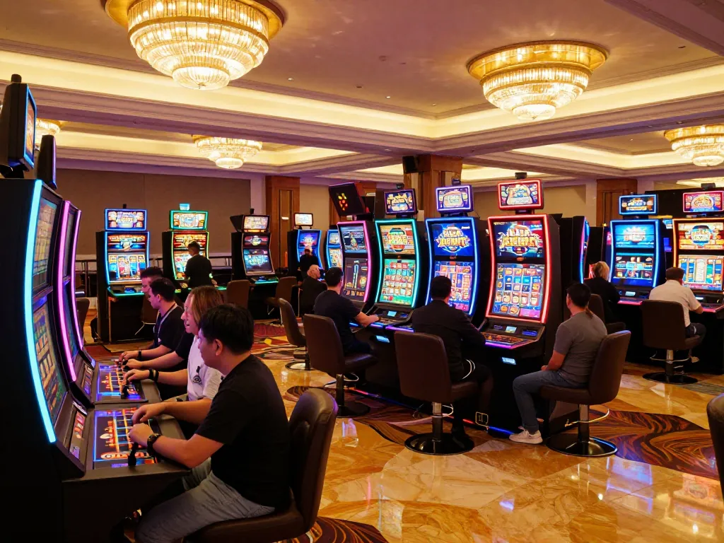 Players enjoying vibrant gaming action at n188 casino with exciting slot machines.