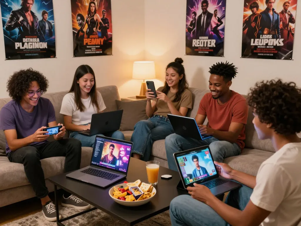 Players engaging with porngames in a cozy living room, showcasing interactive gameplay on multiple devices.