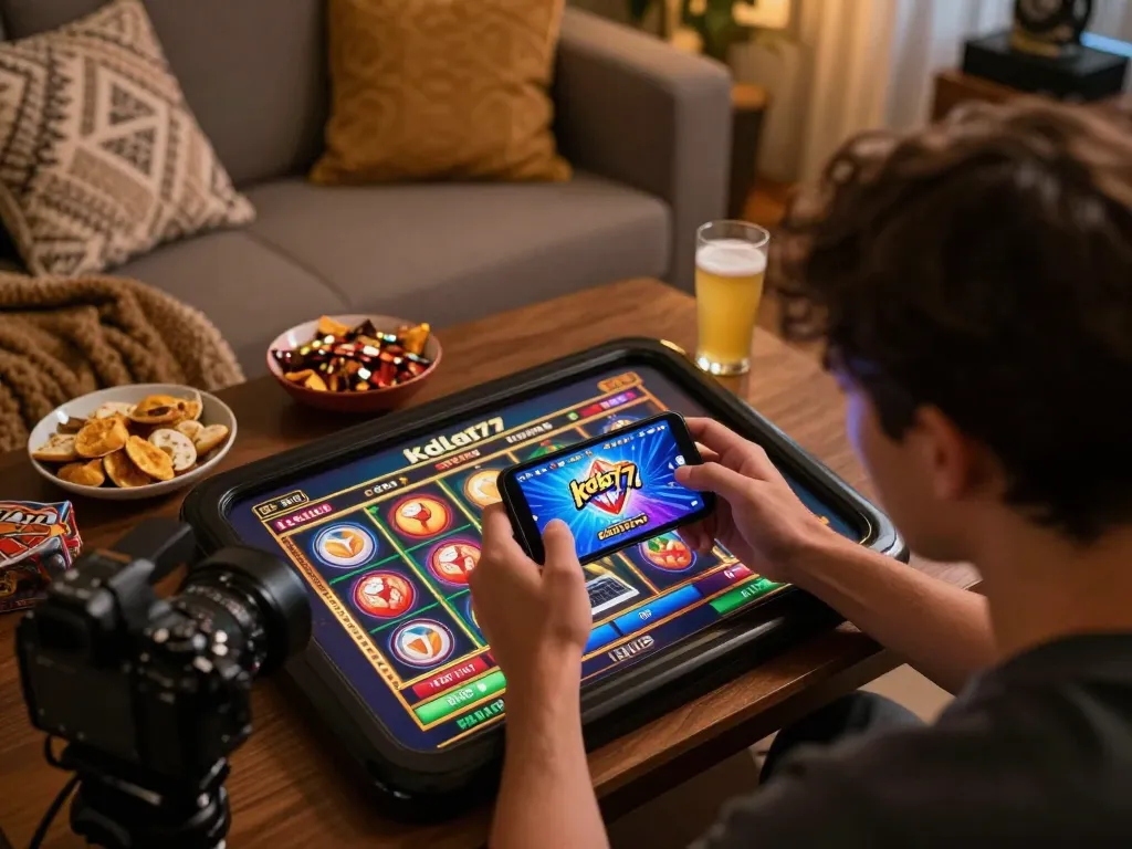 Engage with kdslot77 slots on your smartphone during an exciting online casino gaming session.
