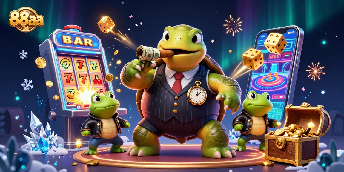 Experience excitement at 88aa with vibrant characters, slot machines, and gambling action.