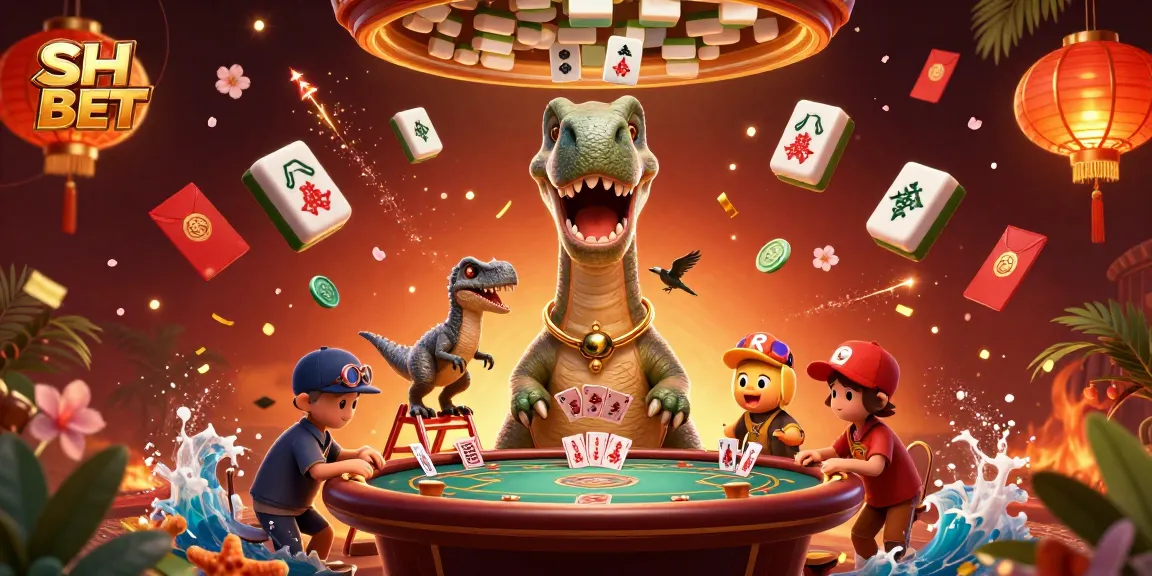 Engage in fun at SH BET with a vibrant 3D casino scene featuring a brontosaurus and clever raptor.