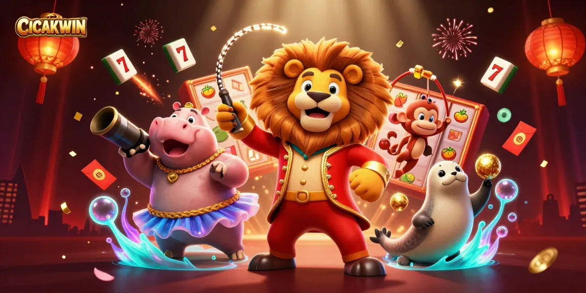CICAKWIN captures the excitement of slot games with vibrant 3D characters and dynamic casino elements.