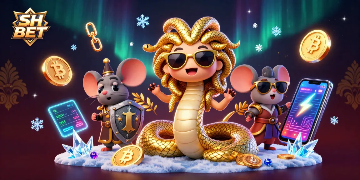 Experience the thrill of winning with SH BET in a vibrant 3D casino scene featuring unique characters and game elements.