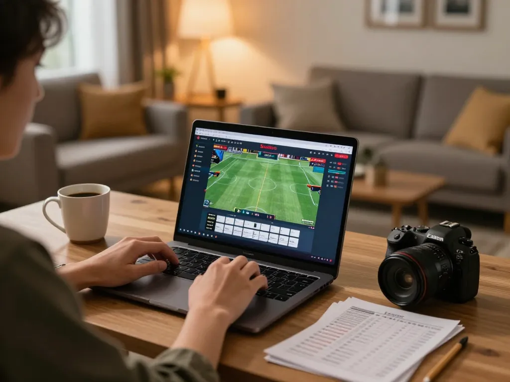 Socolive user enjoying online sports betting at home with vibrant atmosphere and engaging activities