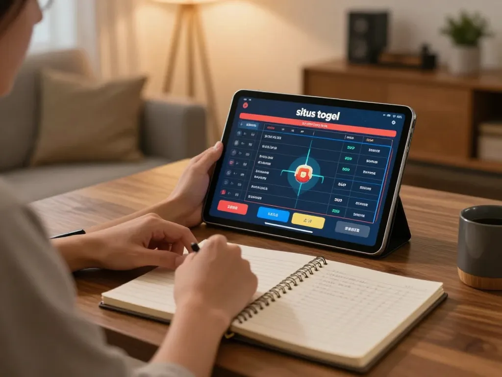 Engaging in live draw for situs togel at home, showcasing predictions in a cozy environment.