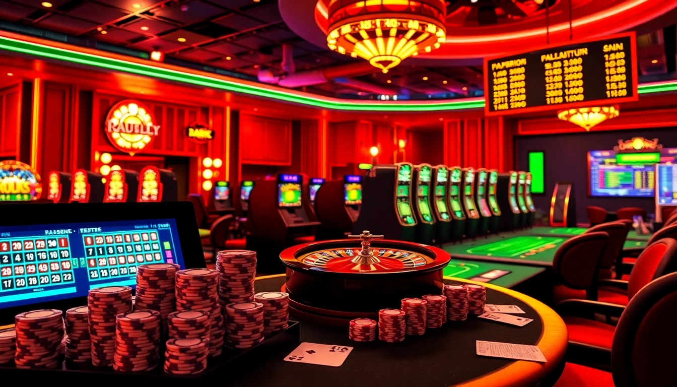Experience the exhilarating atmosphere at trang chủ mm88, featuring vibrant casino graphics and thrilling games.