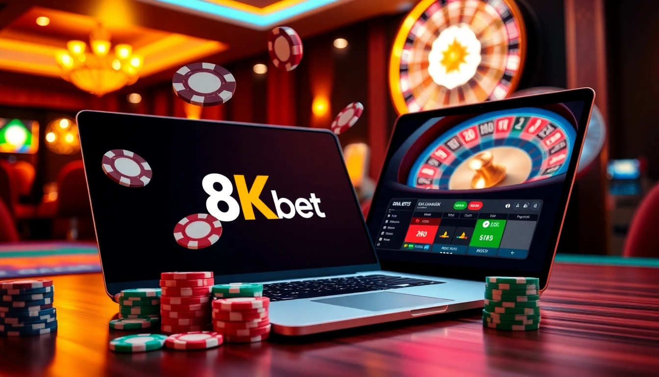 Experience the excitement of online gambling at 8kbet with vibrant tables and luxurious gaming.