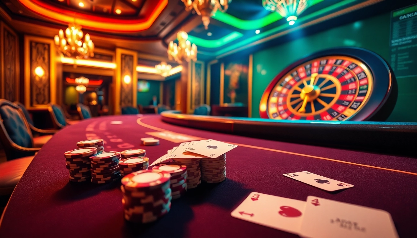 Engage with stunning poker action at https://f8bet.me.uk/, featuring high-stakes chips, cards, and a roulette wheel.