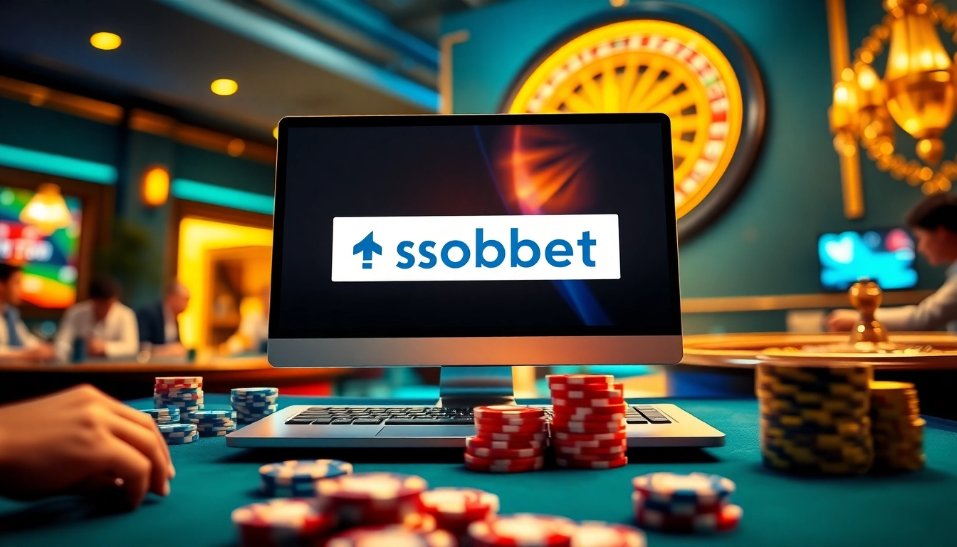 Engaging online gambling scene showcasing the sbobet link with vibrant casino elements.