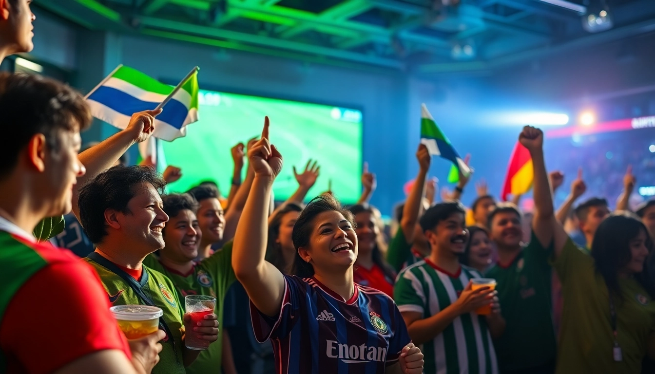 Exciting scene of fans watching Xem Bóng Socolive live football matches in a vibrant atmosphere.