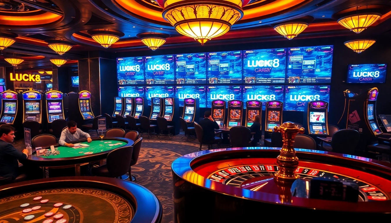 Experience the thrill of LUCK8 with high-stakes poker action and vibrant casino tables.