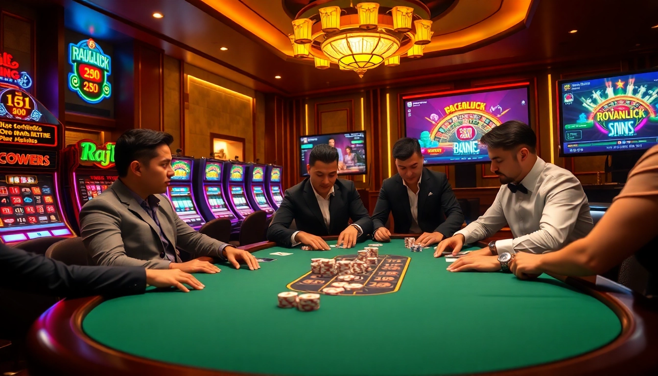 Experience the excitement of rajaluck with professional players at a casino poker table.