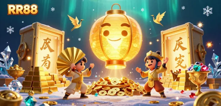 Experience the thrill of RR88 with vibrant casino activities and stunning golden visuals.