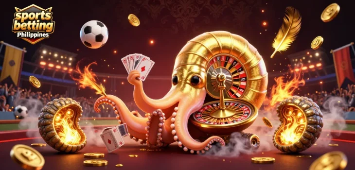 Engage in dynamic sports betting Philippines with a 3D nautilus roulette wheel amidst rich game elements.