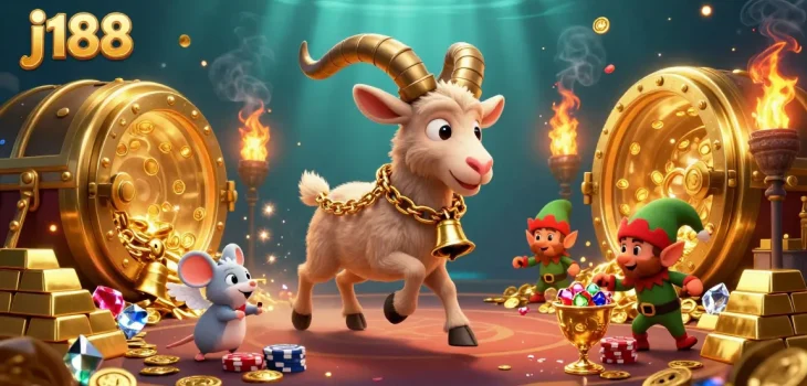 Engage in the vibrant j188 holiday-horror casino scene featuring Krampus and festive chaos.