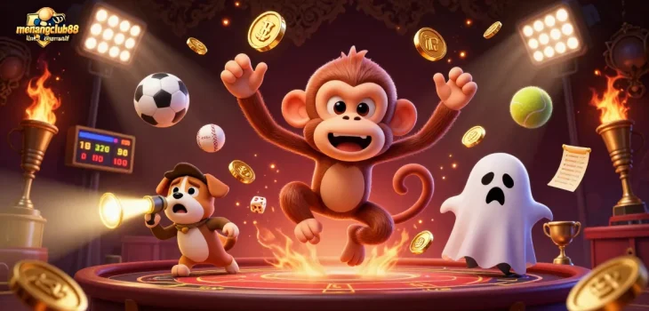 Experience thrilling wins with menangclub88 link alternatif in this dynamic 3D casino scene.